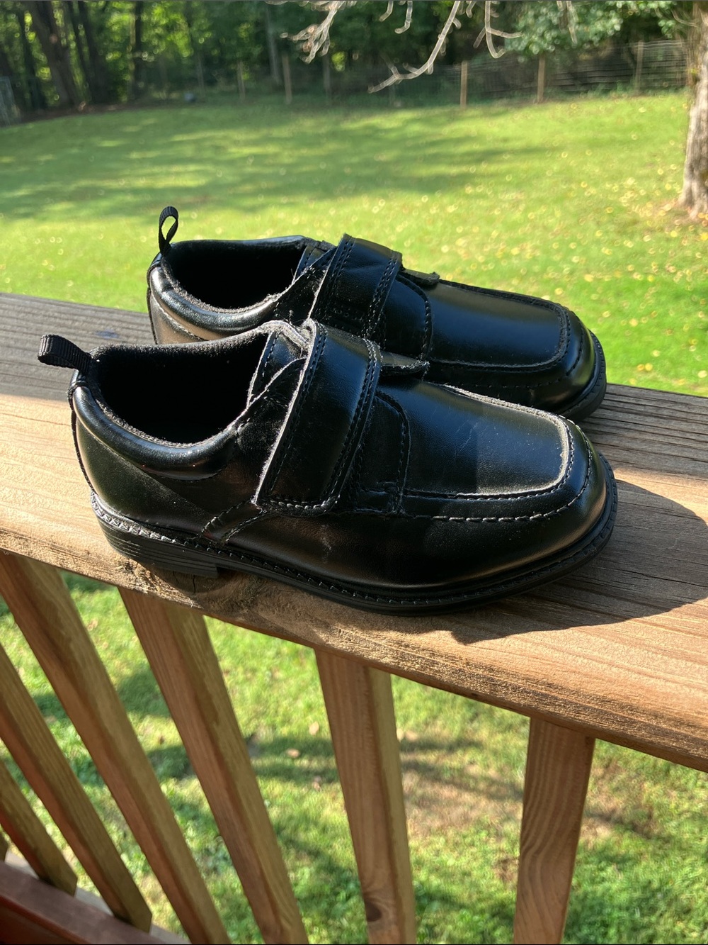 wonder nation Black Velcro Dress Shoes for Kids